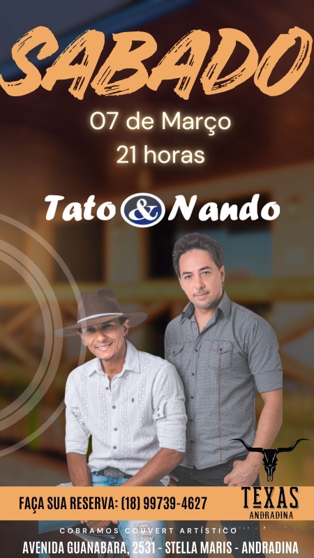 Evento texas-andradina---sabado---0703---21h---tato--nando