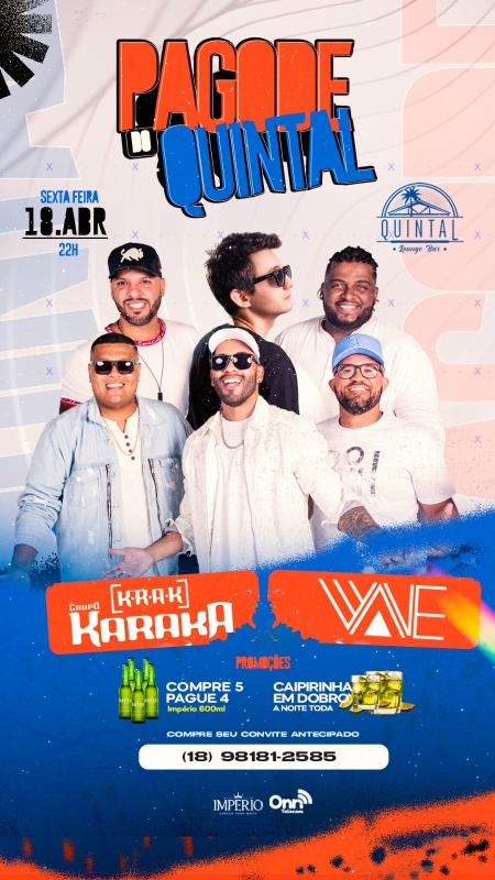 Evento quintal-lounge-bar---sexta---1804--22h--grupo-karaka--dj-wave