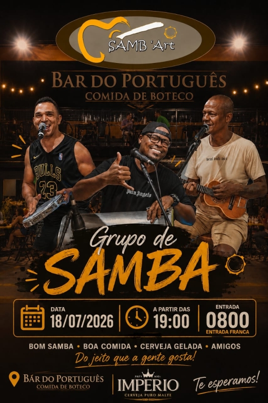 Evento bar-do-portugues---sabado---1807---19h---sambart-grupo-de-samba