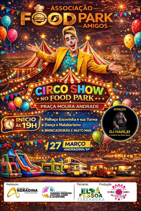 Evento food-park-amigos---praca-moura-andrade---sexta---2703---19h---palhaco